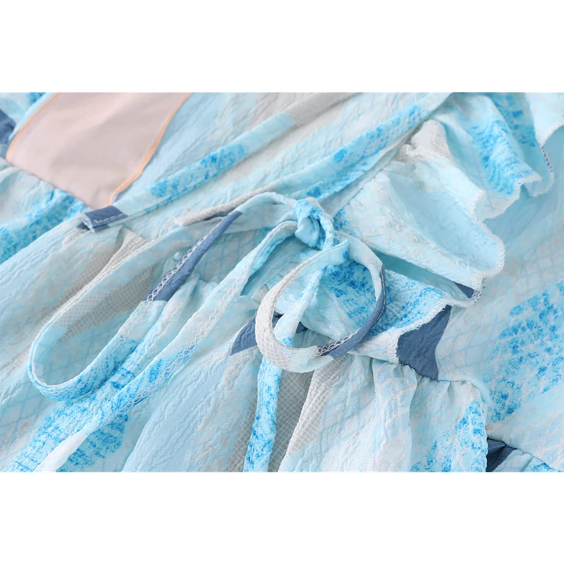 Женская блузка с длинным рукавом голубая клетчатая Повседневная винтажная