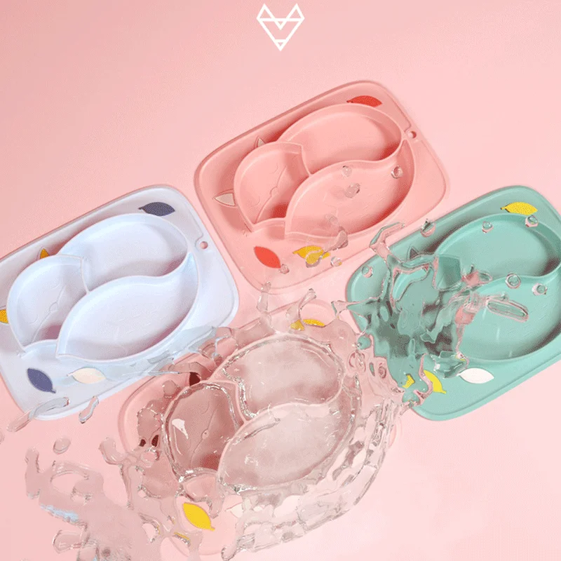 1 шт Детские Силиконовые Ложки Посуда лиса кормления пластина силиконовой чаши