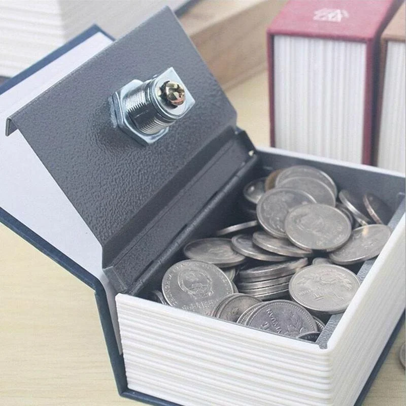 

Cash Secret Key Box Piggy Bank Change Storage Mini Safe Box Book Hidden Lock Simulation Dictionary Money Safe