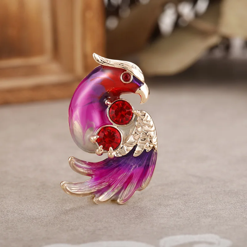 Женская эмалированная брошь Funmor повседневная в форме птицы с кристаллами