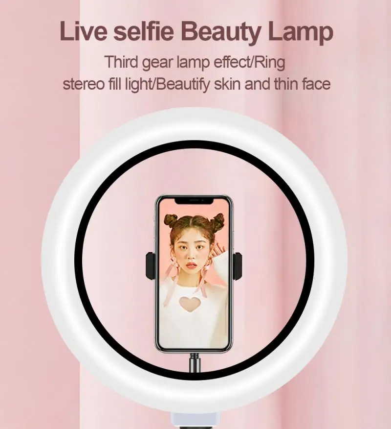 

Adjustable LED Fill Light Selfie Ring Light Dimmable Round Lamp Work Light Beauty Lighting Clip Light Photography Ring Light