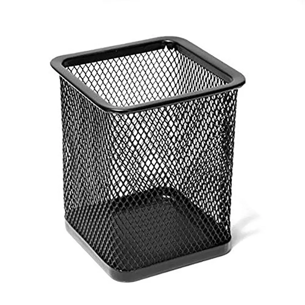 

Simple Wrought Iron Desktop Hollow Storage Pen Holder Metallic Sprayed Mesh Pen Holder Stationery Desk Tidy Container