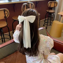 Pince à cheveux en mousseline de soie pour femmes, grand nœud, ruban, épingle, accessoire de printemps pour filles  (2)