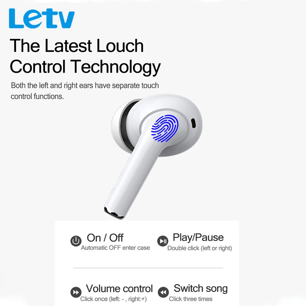

Letv Ears Pro ANC TWS Wireless Earphone Active Noise Cancelling Bluetooth Earphone Touch Control Waterproof Earphone Ears Pro