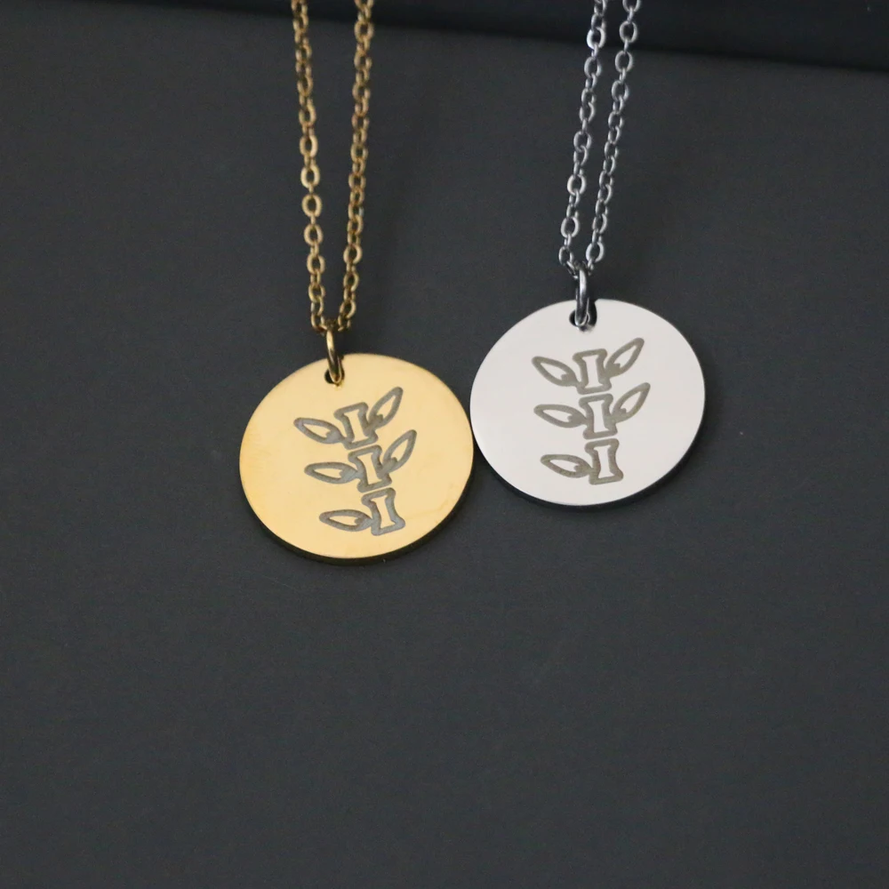 Простое симпатичное платье Бамбук Резные подвеска круглая бирка форме