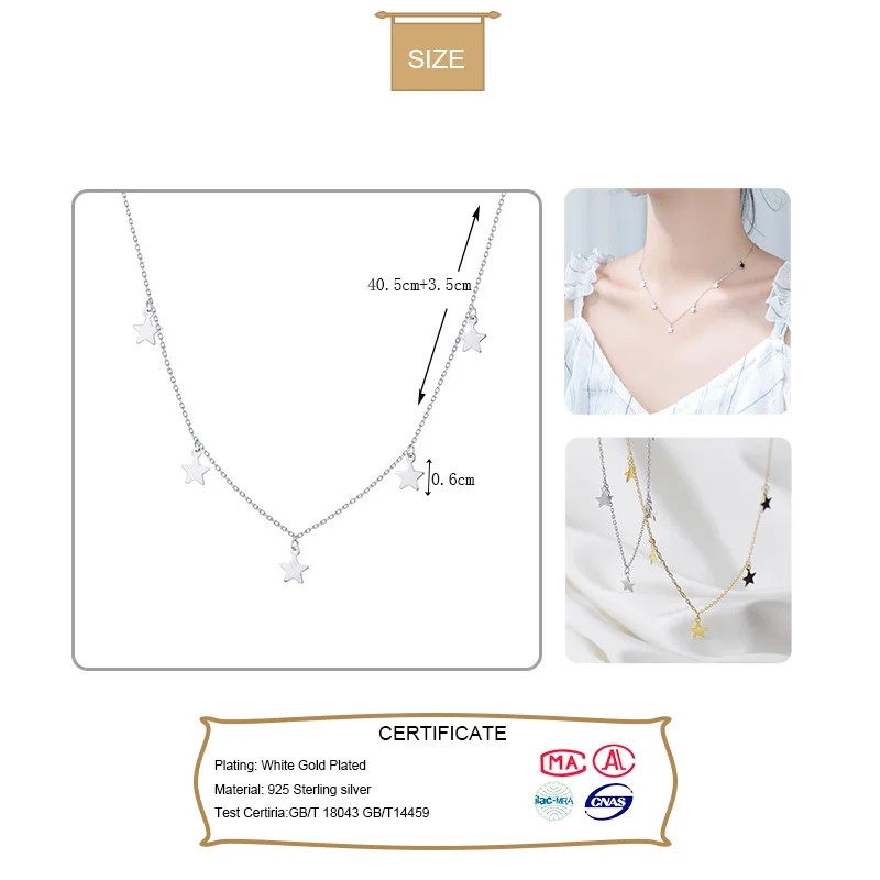 Trusta Fashion Genuine 925 Sterling Silver Sweet Tassel Star Pendant Statement Necklace For Women Girl Friend Jewelry DS1870 | Украшения и