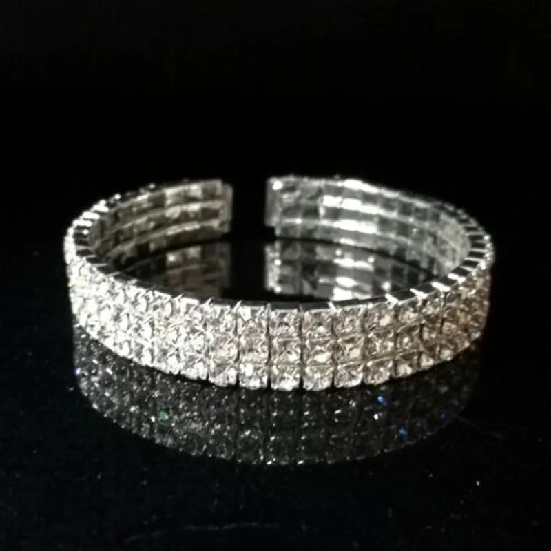 Женский модный браслет стразы с кристаллами Открытый боковым отверстием