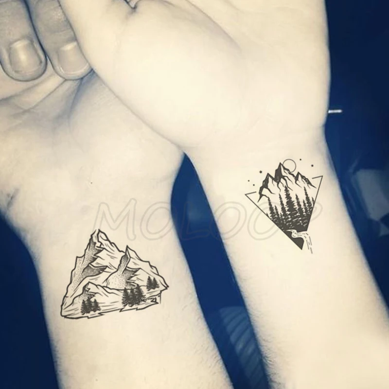 

Tattoo Sticker planet moon star forest mountain tree river Water Transfer Temporary Fake tatto flash tatoo for kid girl men