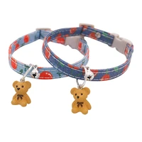 new pet collar with accessories cat stereo bear bell cherry print cat necklace small and medium dog collar general pet products