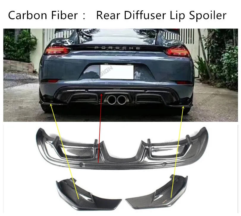 Front Rear Side Skirt Lip Spoilers For Porsche 718 Cayman Boxster S 2016 17 2018 2019 2020 Bumper Diffuser Carbon Fiber Spoiler |