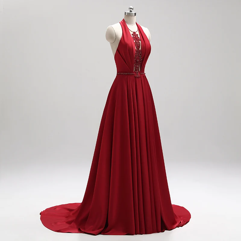 Красные выходные платья без рукавов V шеи спинки vestido de festa Gala Jurken Длина пола Пром Длинные элегантные платья