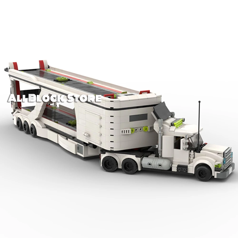 

Speed Championship-Tractor Trailer LT 3 Car Transport Big Rig Truck Double Layer Diy Creator Building Blocks Brick Toy Block MOC