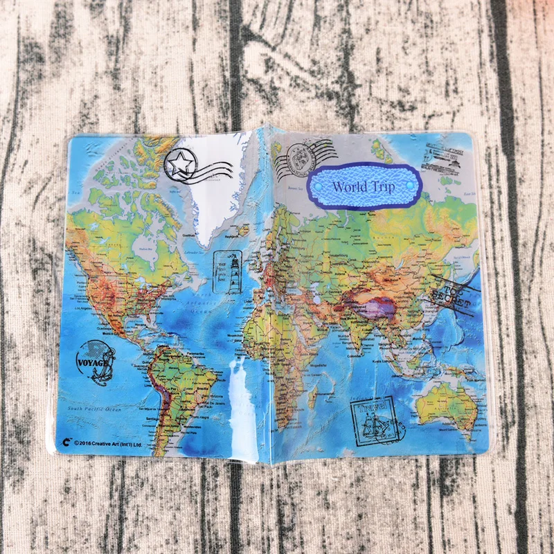 

1X Travel Map Design Passport Holder Cover Package Travel Card Holder Bag