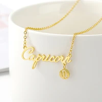 2020 new constellation zodiac necklace jewelry for women antique designed letter taurus aries necklaces collier birthday gift