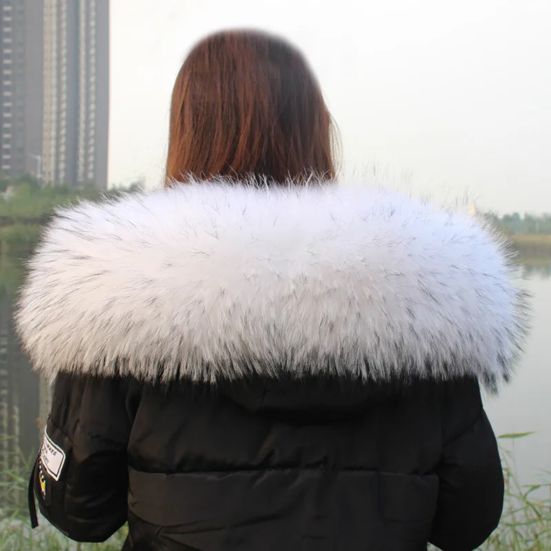 Модная Роскошная Коллекция 100% года натуральный мех енота воротник унисекс