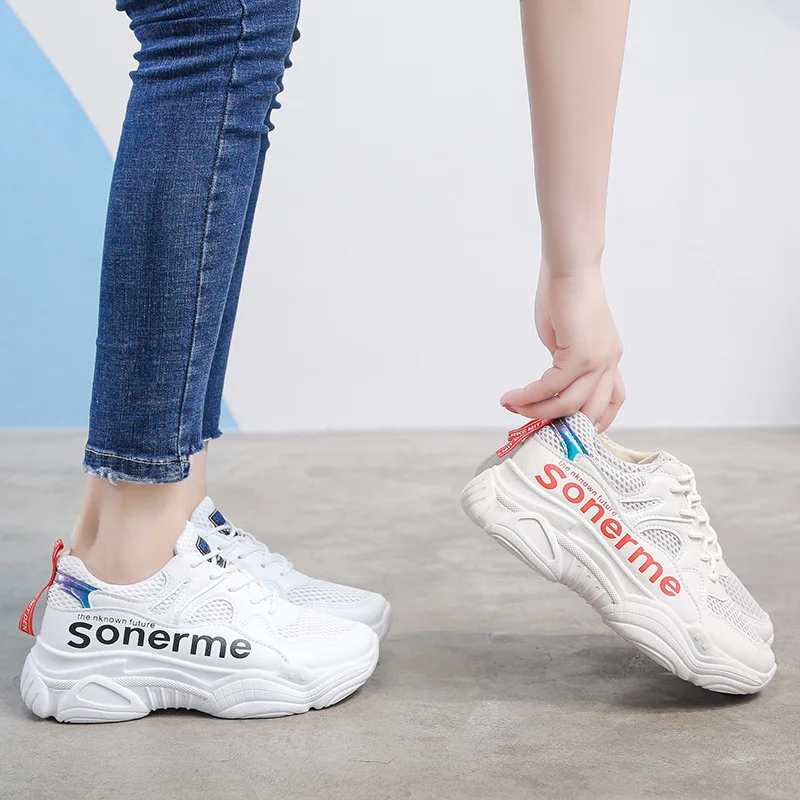 Новинка обувь для бега дышащая женская Летние сетчатые Красные кроссовки