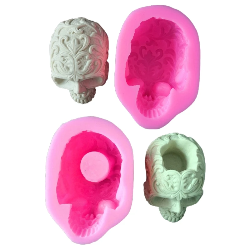 

Skull Head Ashtray Epoxy Resin Mold Flowerpot Plant Pot Silicone Mould DIY Crafts Plaster Home Decoration Ornaments Casting Tool