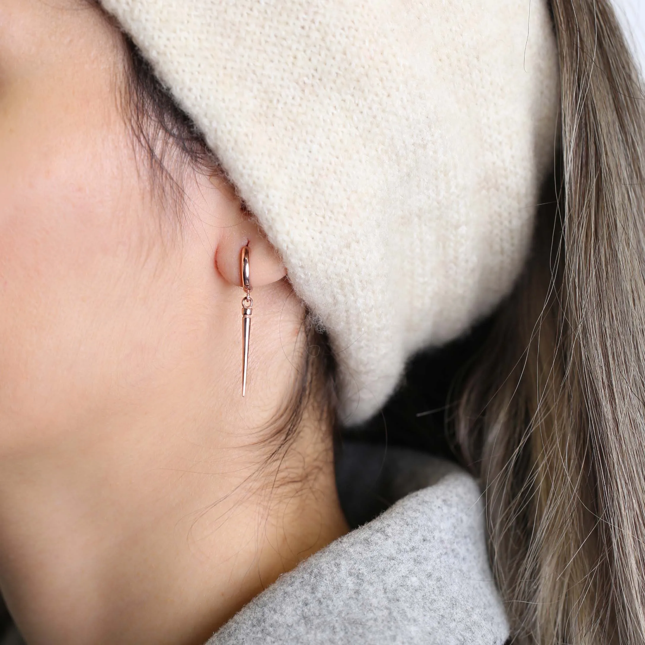 

SPENTA Pointed Shape Dangle Earring Turkish Handmade 925 Sterling Silver Jewelry