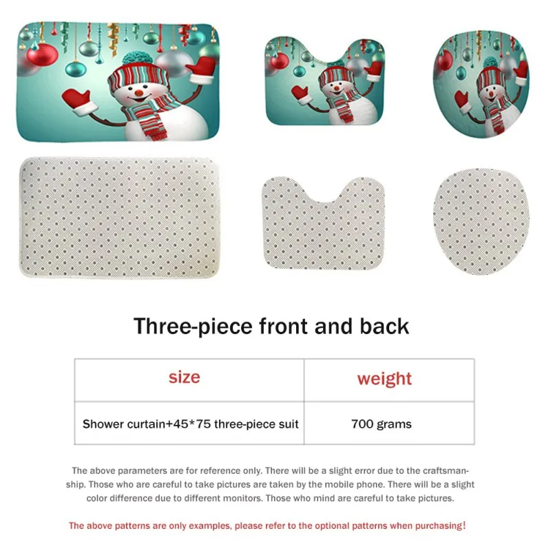 

2021 Shower Curtain Set includes shower curtain, non-slip floor mat, toilet seat cushion, U-shaped floor mat, polyester material