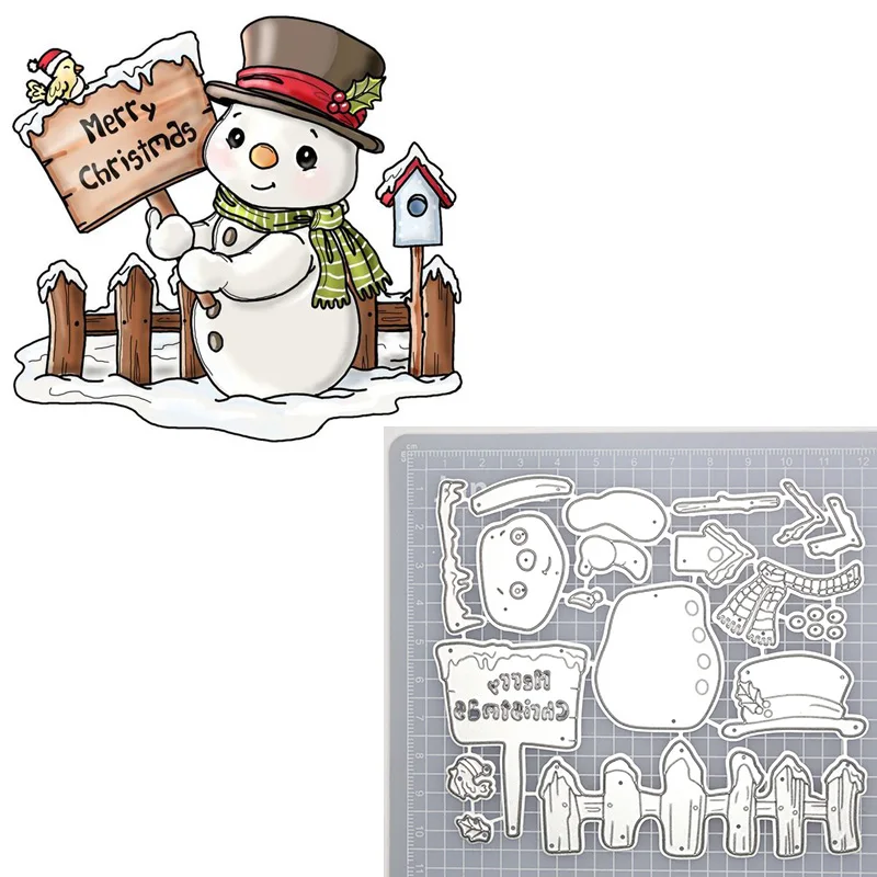 Новый Рождественский снеговик металлические пресс-формы подарочная карта