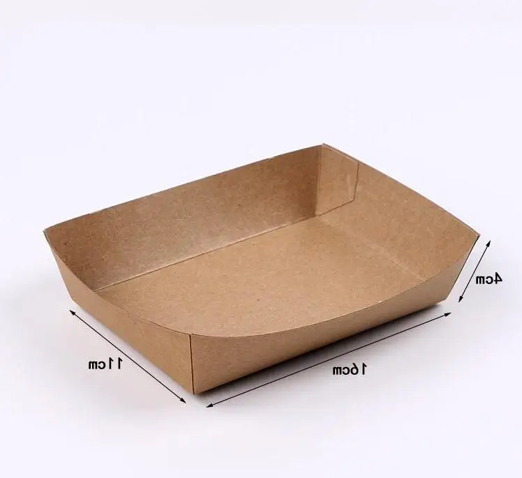 

Cardboard Food Tray Hot Dog French Fries Plates Dishes Food Packaging Box Disposable Dinnerware Tableware Wholesale