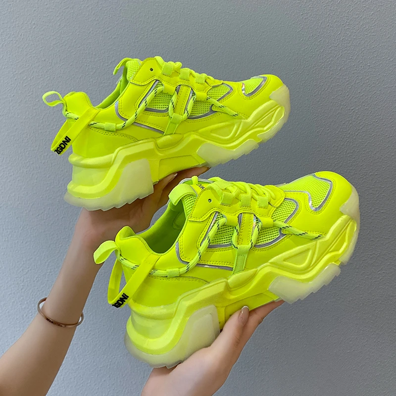 

2021 Sneakers Basket Female Fashion Breathable Thick Bottom Ladies Trainers Platform Shoes Chunky Sneakers