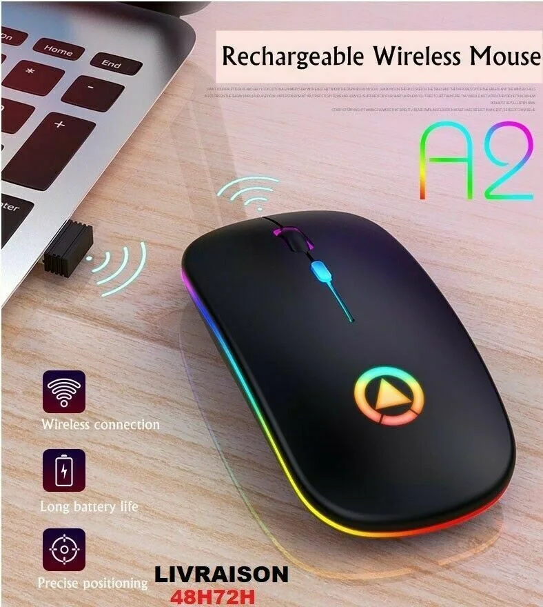 

Беспроводная оптическая светодиодная ультратонкая игровая мышь STKJ, перезаряжаемая + usb 4 кнопки