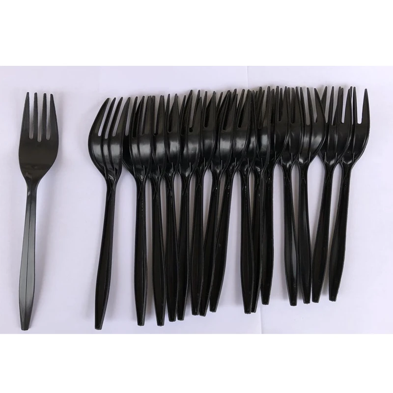 16 шт. в упаковке черные пластиковые столовые приборы из ПП нож ложка вилка посуда