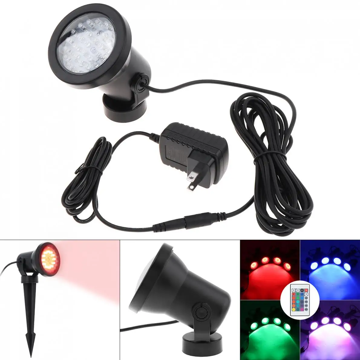 

LED Lawn Light 36 LEDs Waterproof Color Landscaping Spotlights and 16 Colors for Lawn Lamp Waterproof Spotlight
