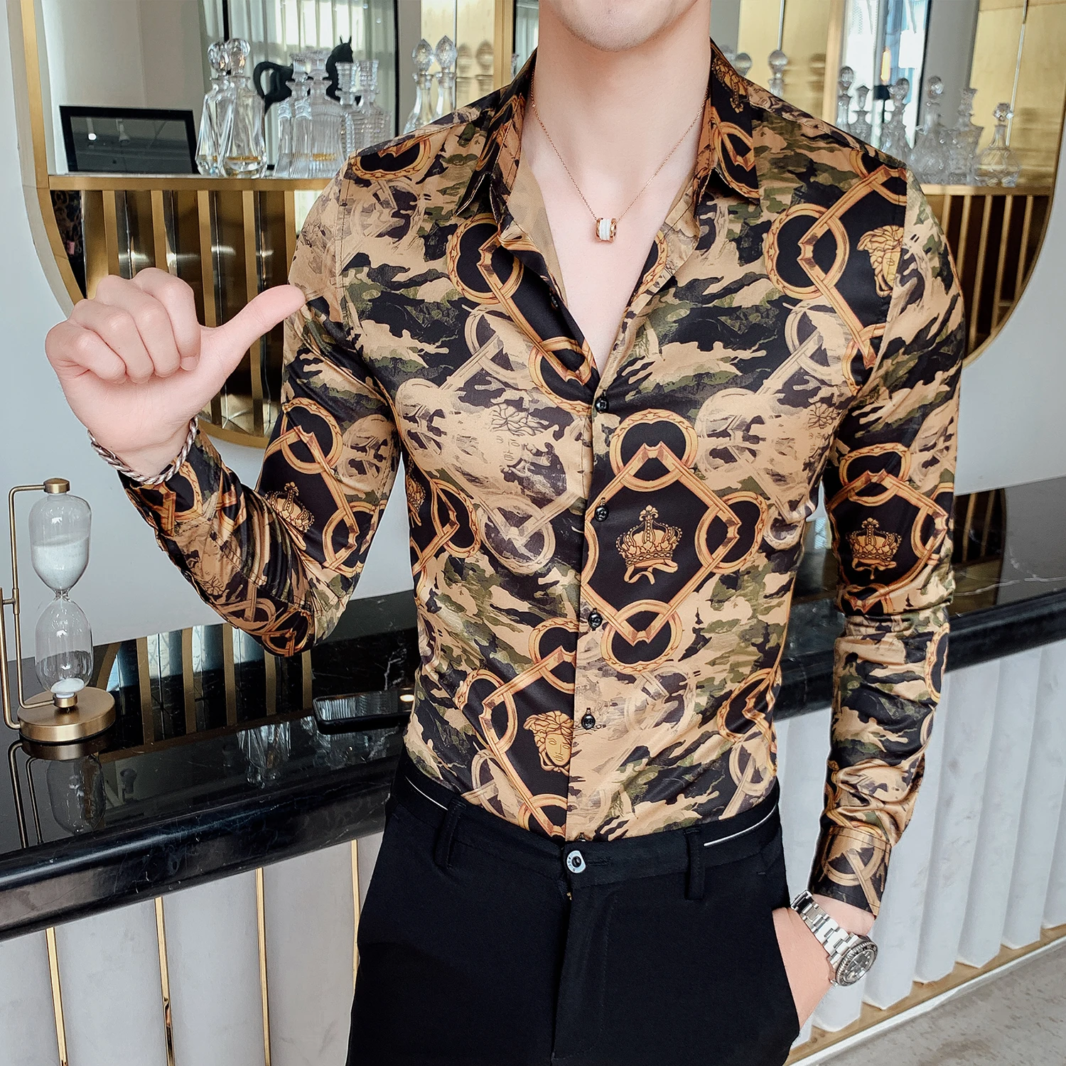 2019 брендовая мужская одежда осень тонкий подходит для досуга Чистый хлопок