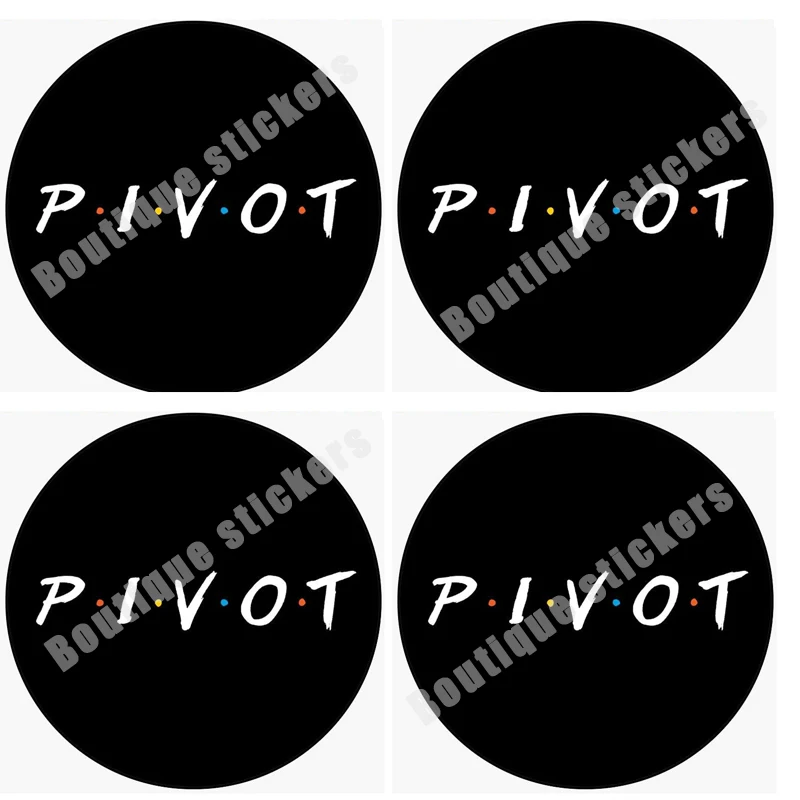 

4X Graphics and More Friends Pivot Car Window Locker Round Bumper Sticker Creative Decal Car Body Decoration Motorcycle Die-cut