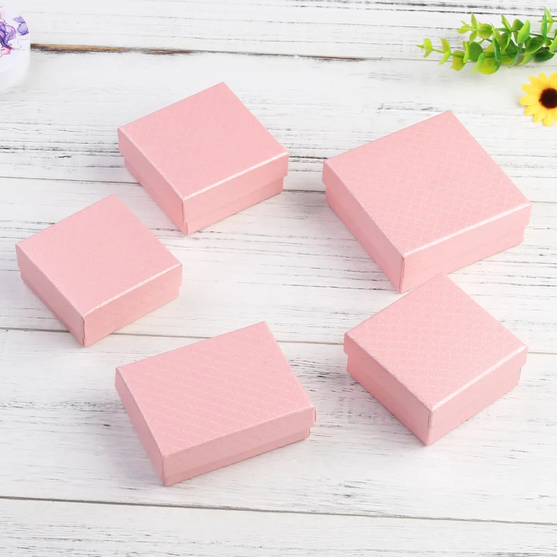 

Wholesale 12pcs/lot Jewelry Box Pink Craft Box Gift Box for Earring Necklace Bracelt Rings Brooch Packing Display Dropshipping