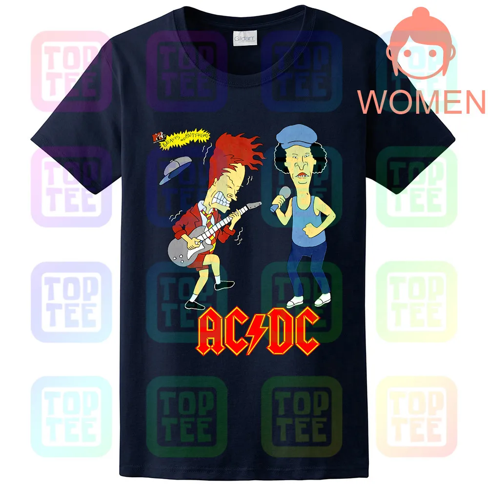 WOMEN-NAVY Ограниченная серия! 1996 AC/DC Beavis and Butthead футболка тяжелый хлопок США размер - Цвет: WOMEN-NAVY