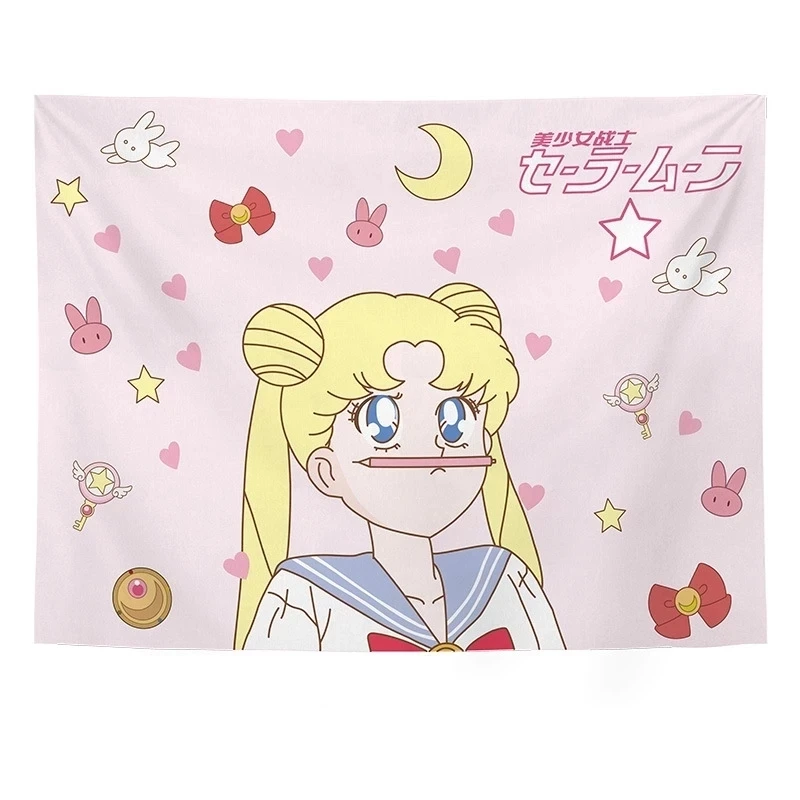 Гобелен на стену с розовой пантерой висячий гобелен Сейлор муной для девочек