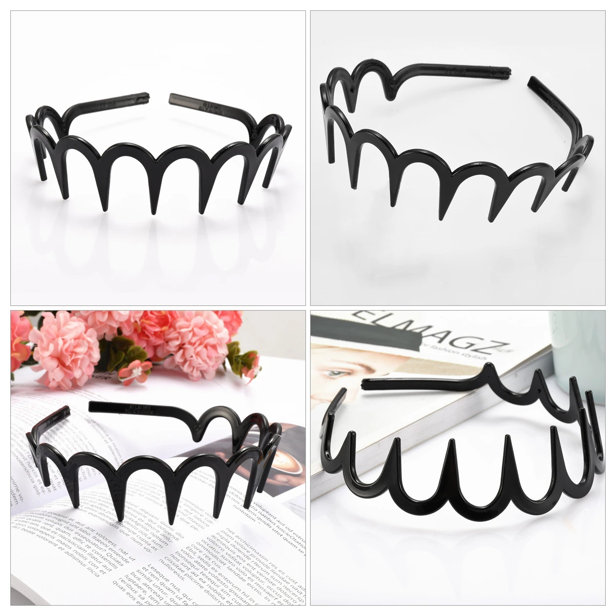 

Women New Black Zig Zag Hair Band Plastic Shark's Tooth Alice Strap Headband Fashion Accessory