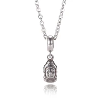 buddha head pendants stainless steel necklace for women men silver color chain necklace jewelry sp0563