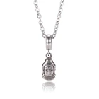Подвеска с головой Будды, ожерелье из нержавеющей стали для женщин и мужчин, серебряное ожерелье-цепочка, ювелирные изделия SP0563
