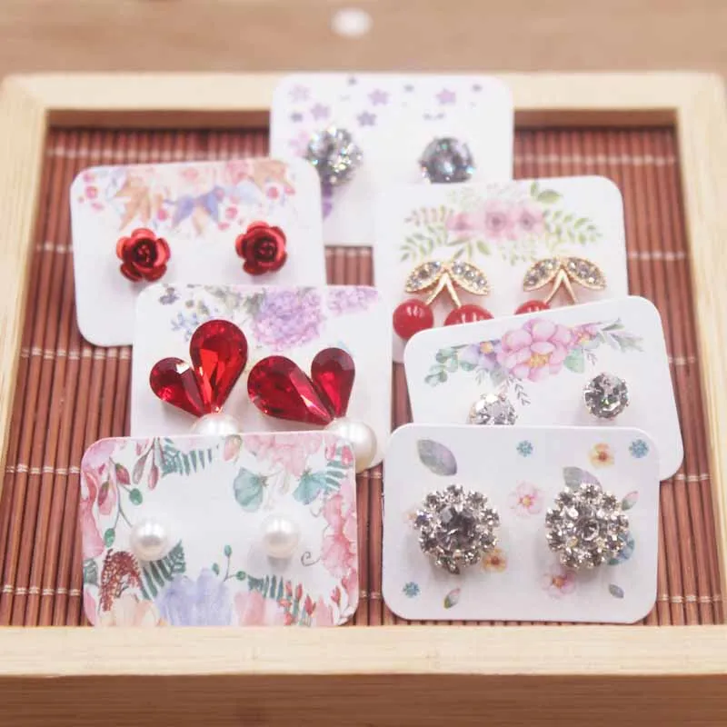 Новый DIY Ювелирная упаковка бумаги 3 5*2 5 см белый цвет розовый цветок печать