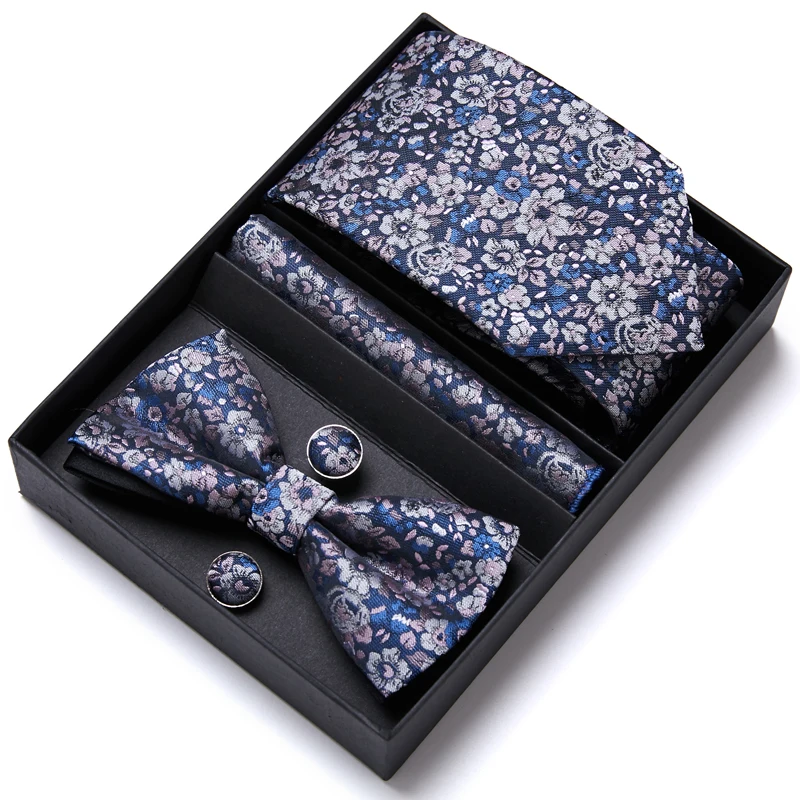 

Many Color Brand Hot sale Nice Handmade Tie Hanky Pocket Squares Cufflink Set Necktie Box Printed Independence Day