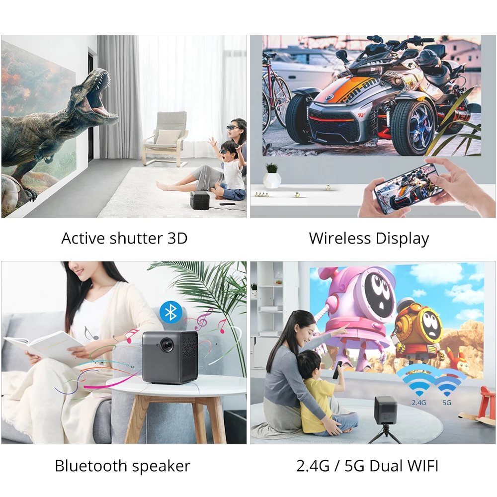 Портативный мини проектор Xiaomi fengmi Smart Lite DLP 1080P Full HD 550 ANSI MIUI светодиодный ТВ с Wi Fi