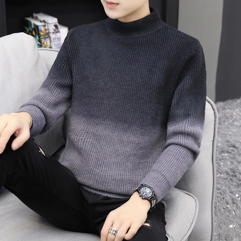 Осень-зима 2019 Мужская трикотажная одежда градиентный пуловер водолазка