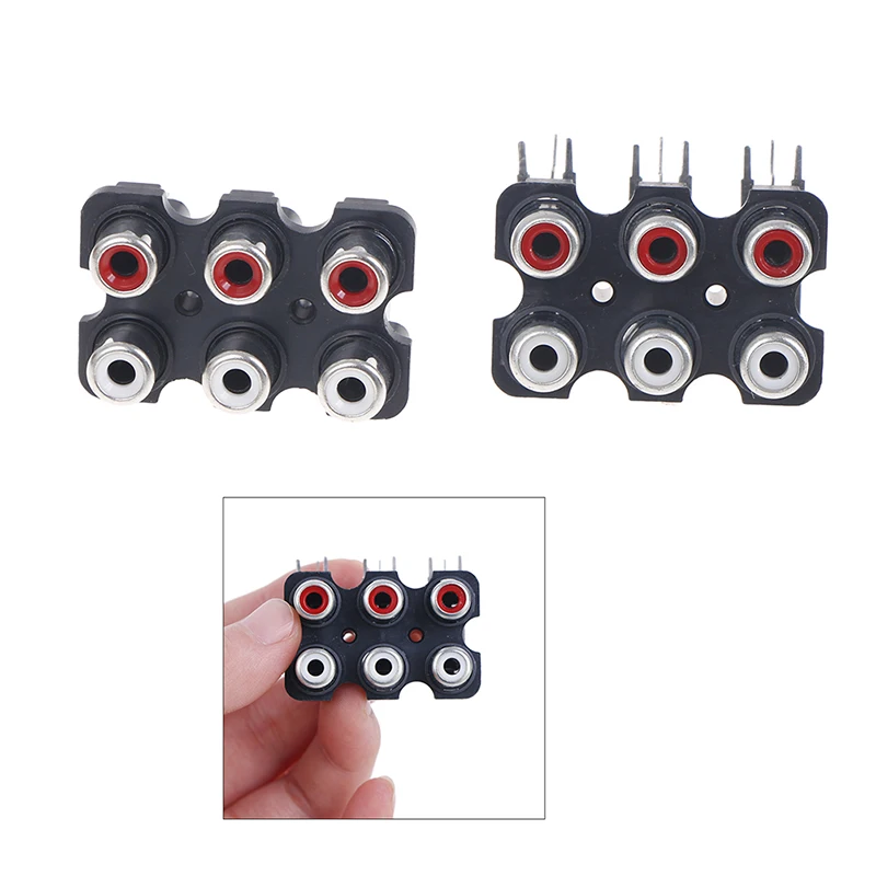 

2Pcs 6hole RCA Female Stereo audio Jack AV Audio socket Amplifier Connector New