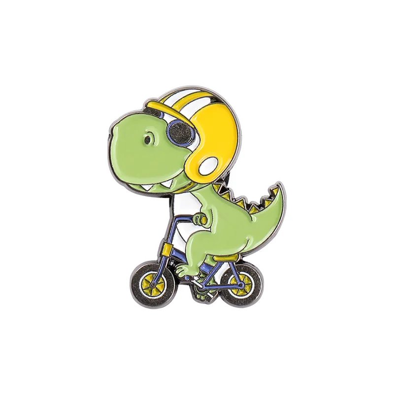 

Cartoon dinosaur series pins, skateboarding, bicycles, guitar dinosaur style paint brooch wholesale, bag decoration badges