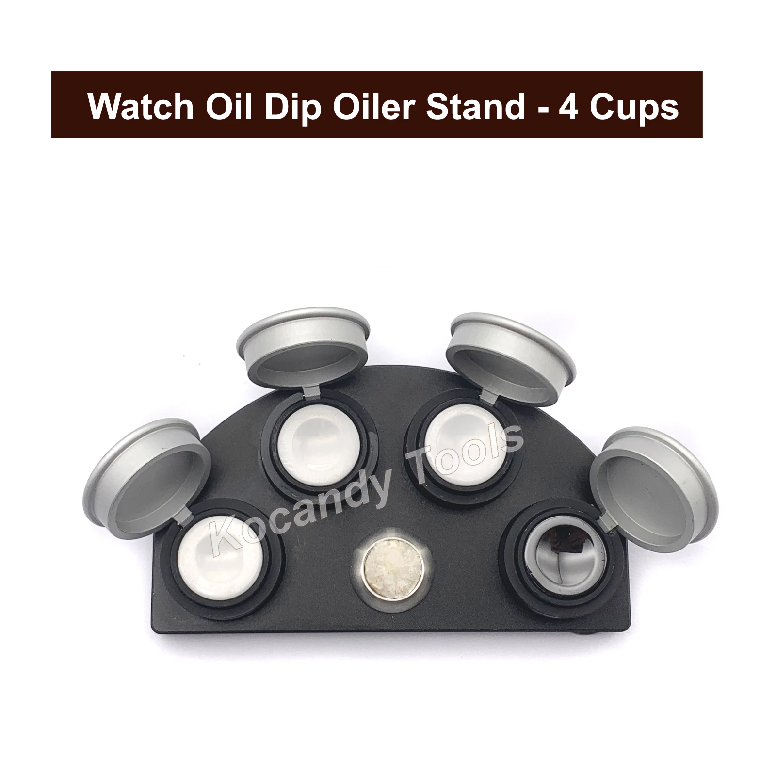 Watch Oil Dip Oiler Stand Die-Cast  4 Oiler Dishes with Cover Watchmaker Repair Tools