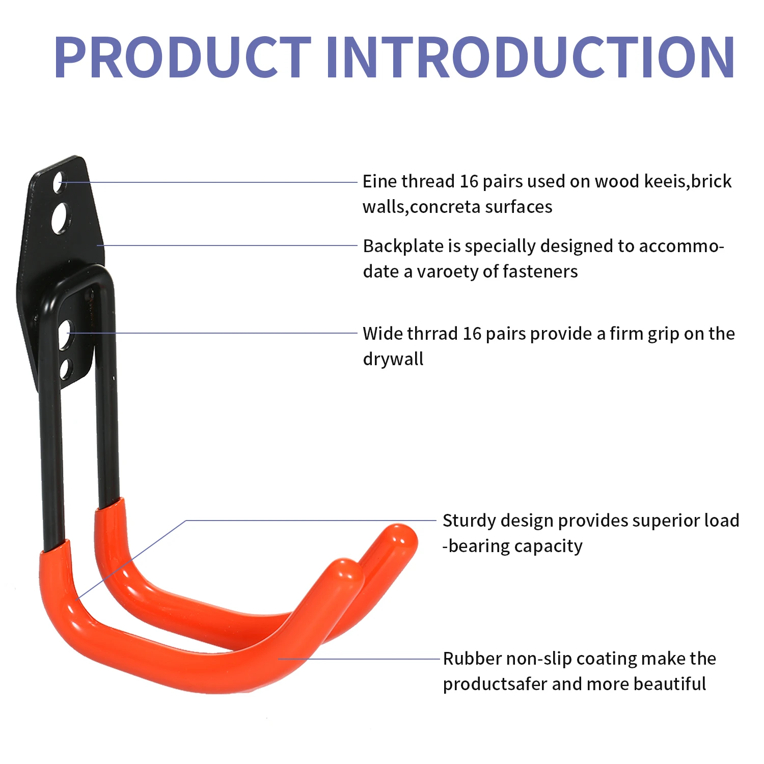 8 шт./упаковка двойные оранжевые крючки для хранения электроинструментов|Крючки|