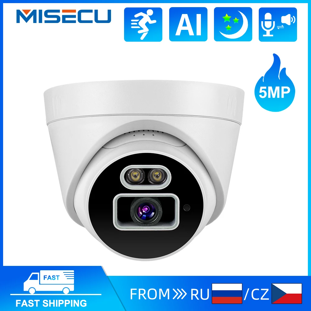

MISECU HD 5MP POE IP Camera Smart AI Face Detected Two-way Audio Indoor Dome Camera for CCTV Video Security Surveillance Kit P2P