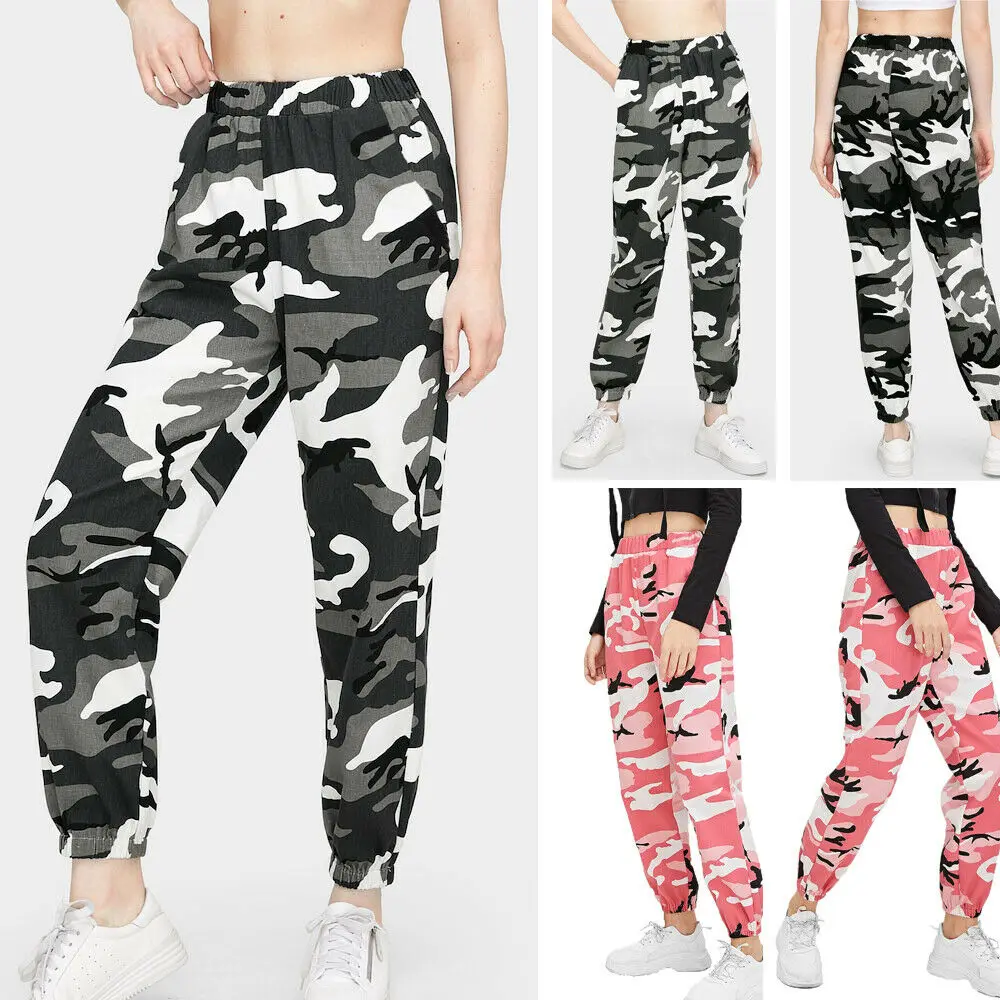 

2019 New arrival Women Cargo Trousers Casual Hip Hop Pants Cool Military Army Combat Camo Hiking Pants Ladies Cargo Camo Pants