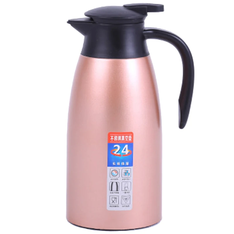 Rose Gold Горячая нержавеющая сталь 2L термос с вакуумной изоляцией воды горшок Кофе Чай Молоко кувшин тепловой кувшин для дома и офиса - Цвет: Rose Gold