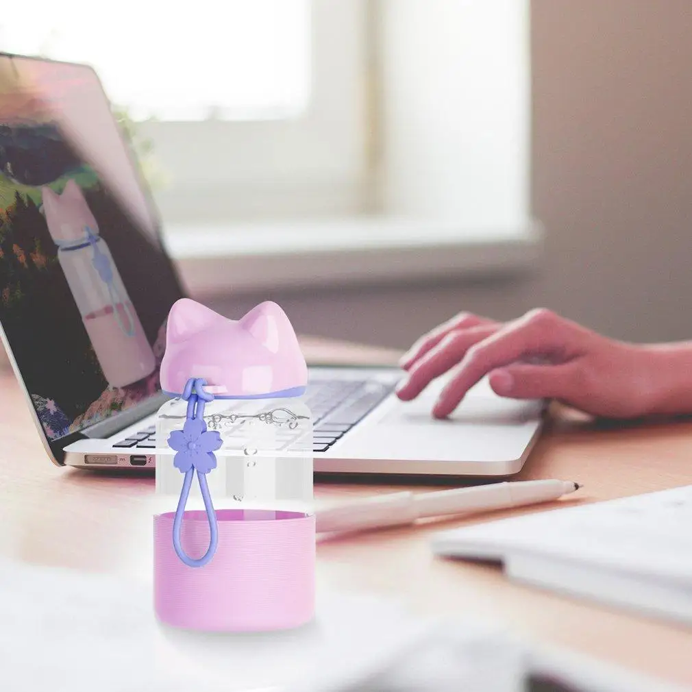 Прекрасная стеклянная бутылка для воды в форме лисы 300 мл напитков из