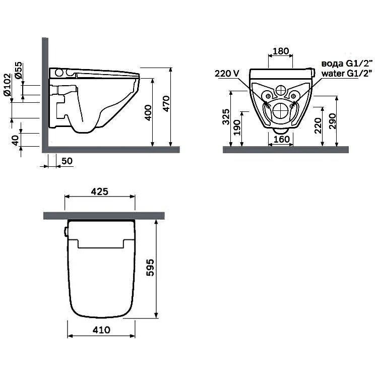 Set toilet bowl AM·PM Inspire V2.0 TouchReel with installation Grohe key chromium cover-bidet microlift CCC50A1700SC 38775001 for bathroom plumbing